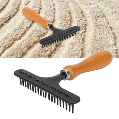 Handheld Carpet Rake, Stainless Steel Grooming Tool for Cleaning Shag Rugs, Portable Carpet Rake