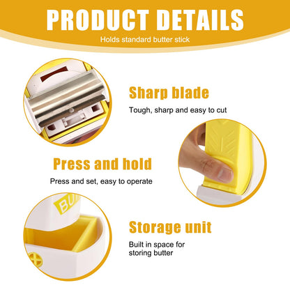 EPBRVV 2Pcs Butter Cutter, One Click Stick Butter Cutter Slicer Single Stick, Portable Butter Slicer, Cheese Splitter, Can Cut Butters Into Strips Or Cubes, for Bread, Cakes, Cookies