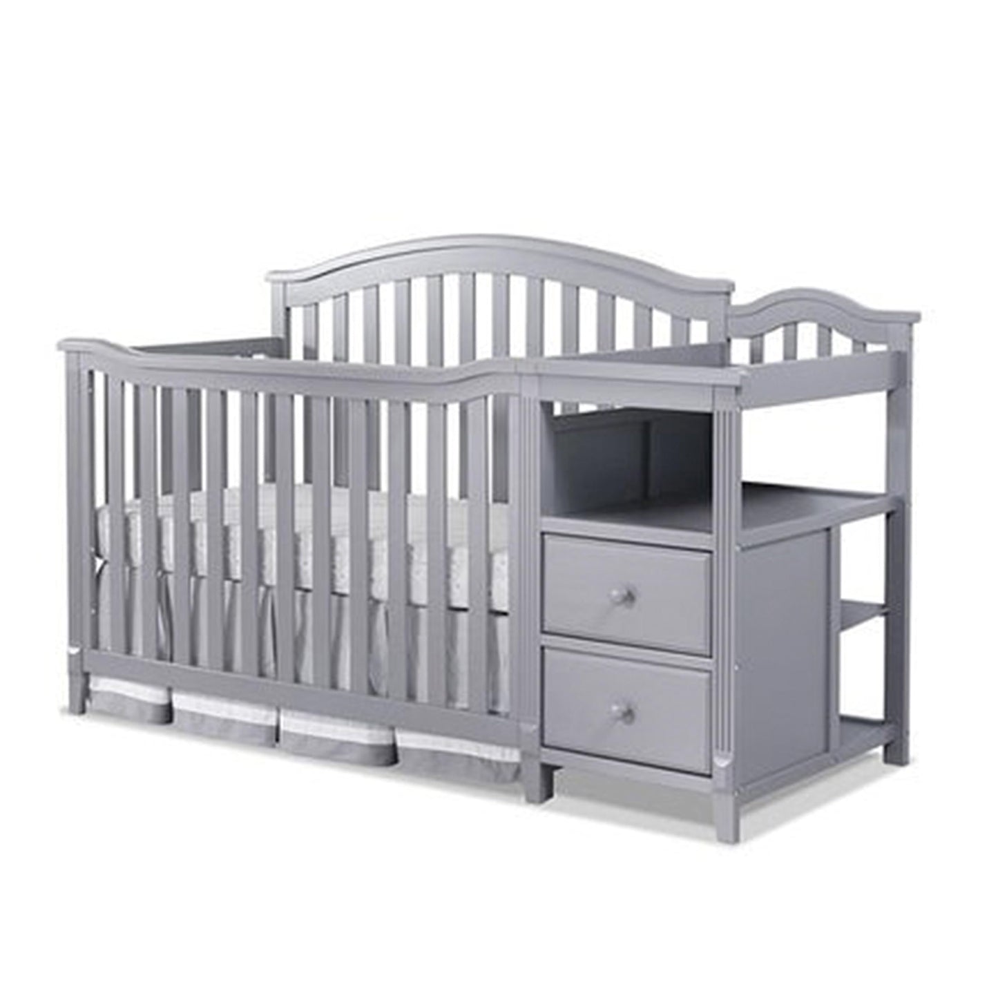 Sorelle Furniture Berkley Crib and Changer with Slat Panel Back Classic -in- Convertible Diaper Changing Table Non-Toxic Finish Wooden Baby Bed Toddler Childs Daybed Full-Size Nursery - Gray