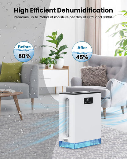 BIZEWO Dehumidifier - Quiet Home Dehumidifier for 980 Sq.Ft | 101 Oz Water Tank, Auto Shut Off & 7 Colors Ambient Light