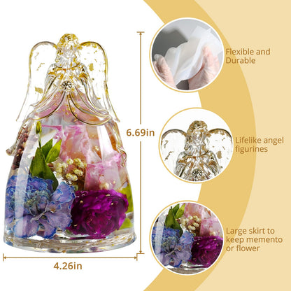LET'S RESIN Angel Figurines Resin Epoxy Molds, Large Angel Silicone Molds for Preserved Flowers, Birthday Gifts for Women