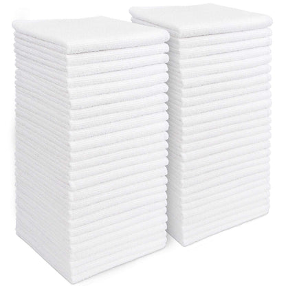 AIDEA Microfiber Cleaning Cloth White 50PK, Cleaning Rags, Lint Free Microfiber Towels, Kitchen Towels Dusting Cloth, Wash Cloths, Dish Rags White, 12"x 12"
