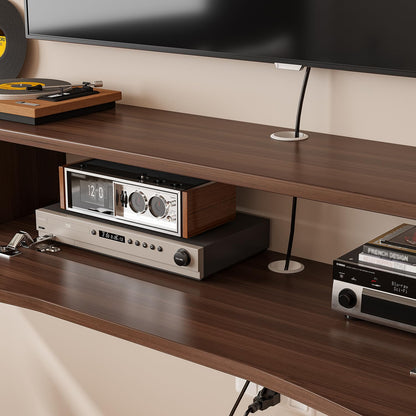 FurniNova Floating TV Stand,94'' Wall Mounted TV Cabinet,Floating TV Console,Under TV Shelf with 1 Door and 2 Cabinets for TVs up to 90''(Walnut)