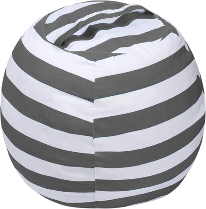 Miaowater 2 PCS Stuffed Animal Storage Bean Bag Chair Cover, Cotton Canvas with Zipper, Grey 24"