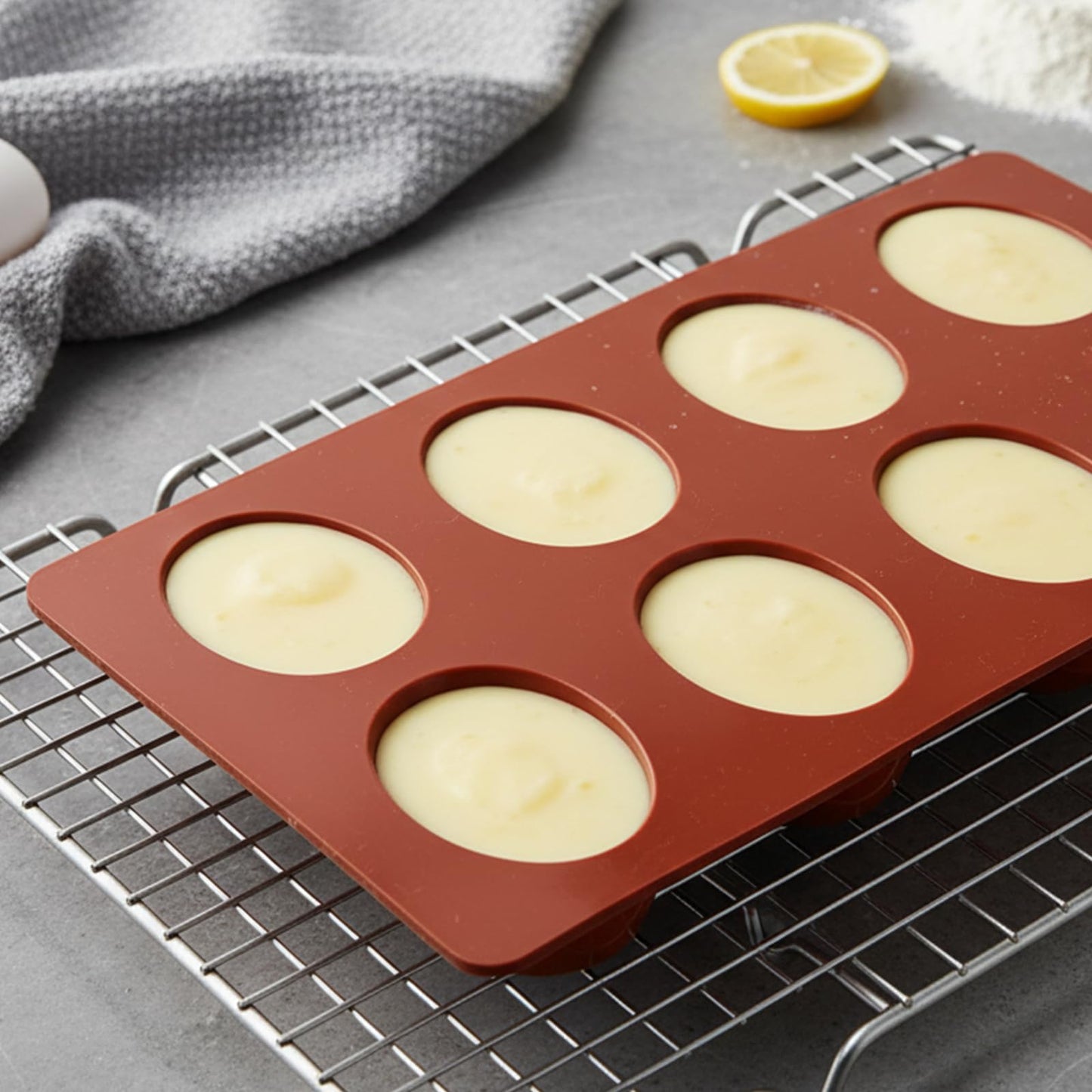 3Pcs 8-Cavity Easter Silicone Egg Molds, Egg Shaped Cake Pop Mold, Baking Supplies for Making Chocolate Jello Candy Dessert Muffin Mousse Pastry (Brick Red)
