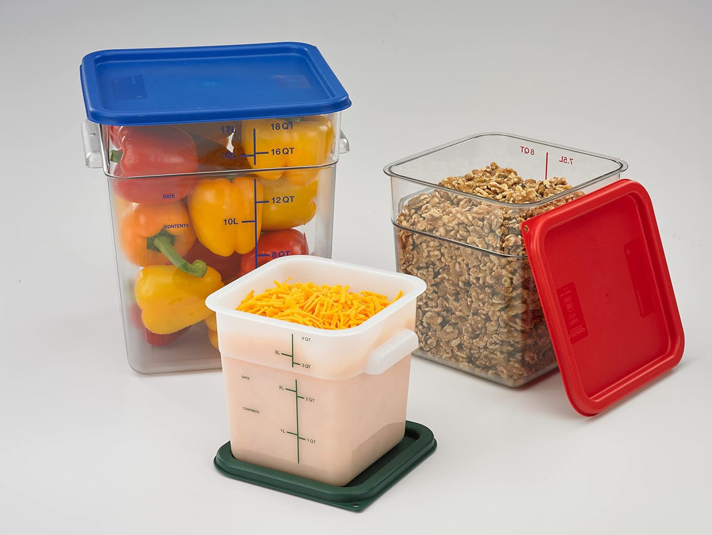 Carlisle FoodService Products Square Food Storage Container 4 Quarts White (Pack of 6) for Catering Buffets Restaurants