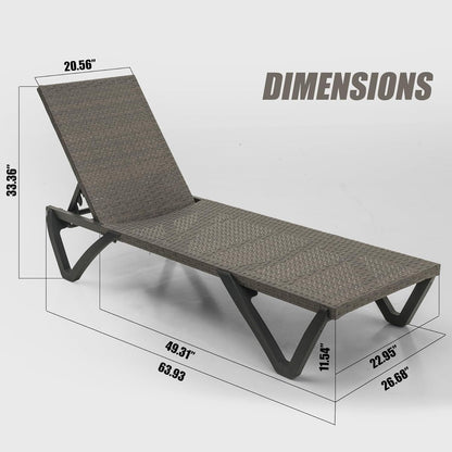 Geelife Pool Lounge Chairs Set of 2 - Rattan Wicker Adjustable Outdoor Chaise Lounge with Wheels - 5 Adjustable Positions - Deck Lawn Patio Backyard - Outdoor Ready