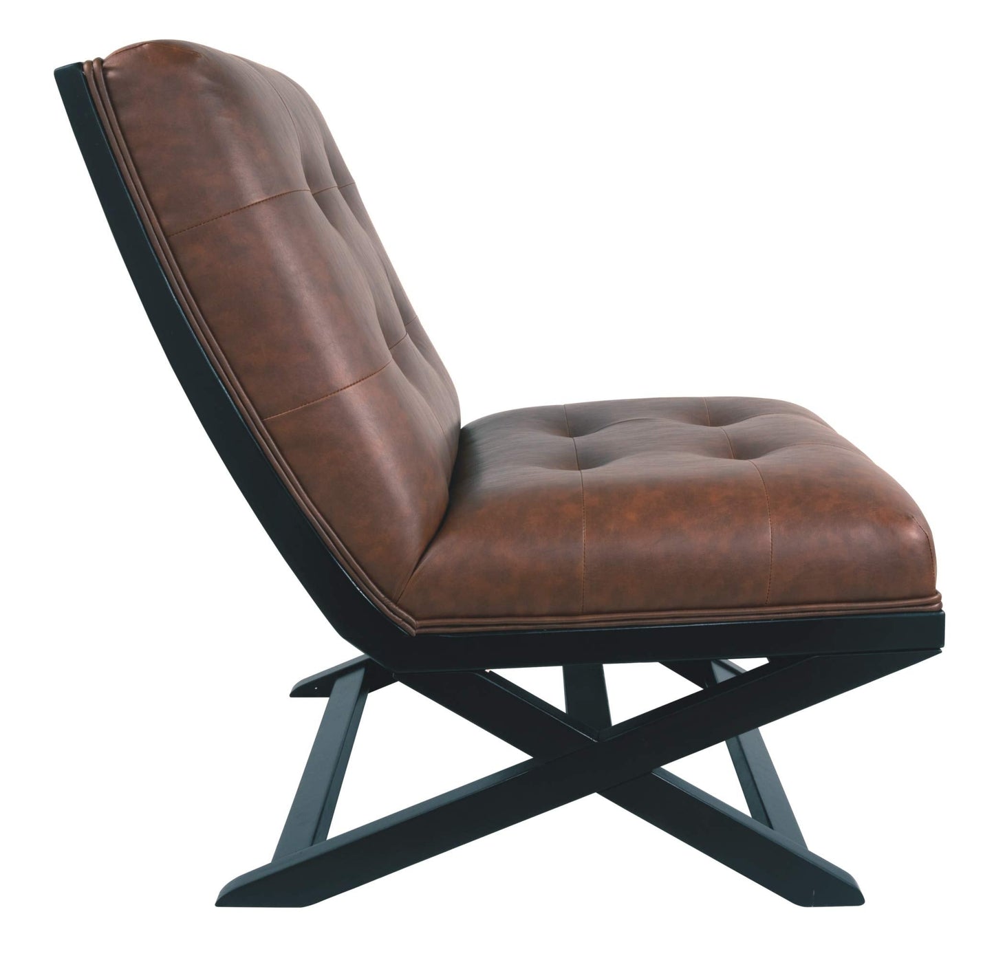 Signature Design by Ashley Sidewinder Mid-Century Modern Faux Leather Accent Chair, Brown