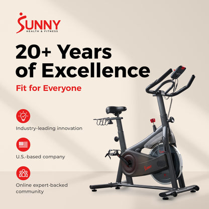 Sunny Health & Fitness ACTIVE 200 Smart Exercise Bike w/Pulse Sensor, Indoor Cardio Cycling Machine w/Adjustable Handlebar & Seat for Cardio Cycle Training, Free SunnyFit App Connection – SF-B124067