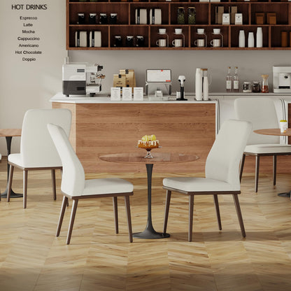 MALOL Upholstered Kitchen Chairs Set of 6, Modern Kitchen Chairs with High Back, Padded Fabric Dining Room Chair with Solid Wood Legs for Restaurant/Cafe/Home, Beige