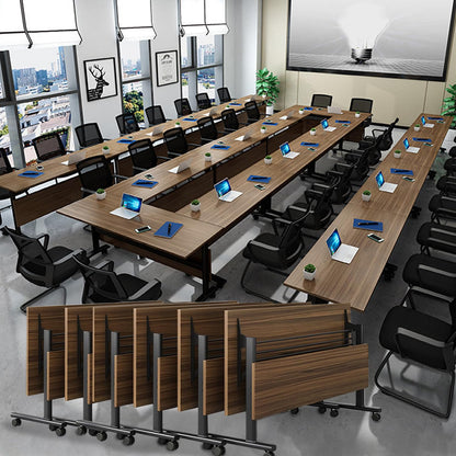 Folding Conference Tables,Flip Top Conference Room Tables,55.1 Inches Mobile Training Table with Silent Wheels,Modern Foldable Modular Boardroom Meeting Seminar Table for Office Classroom,8 Pack