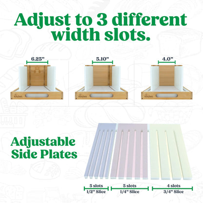 Upgraded Bread Slicer for Homemade Bread, 3 Adjustable Loaf Widths and 3 Slice Thicknesses, Compact and Foldable Loaf Slicer with Crumb Tray