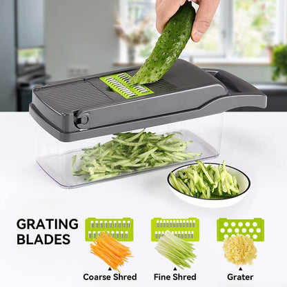 Badelite Multi-Function Vegetable Chopper - 12-in-1 Pro Veggie Slicer & Dicer with Container for Easy Meal Prep