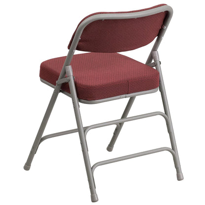 Flash Furniture 4 Pack HERCULES Series Premium Curved Triple Braced & Double Hinged Burgundy Fabric Metal Folding Chair