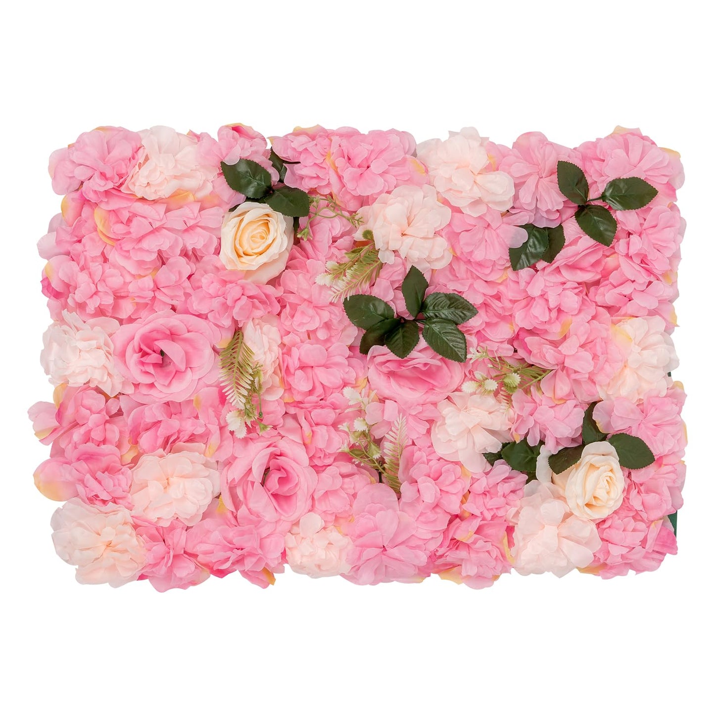 Unnsiapit Artificial Flower Wall Backdrop, 20Pcs Background Panels Floral Wall Privacy Screen Decorative Fences for Party Wedding Garden Outdoor, W23.6*H15.8in, Pink & White & Green