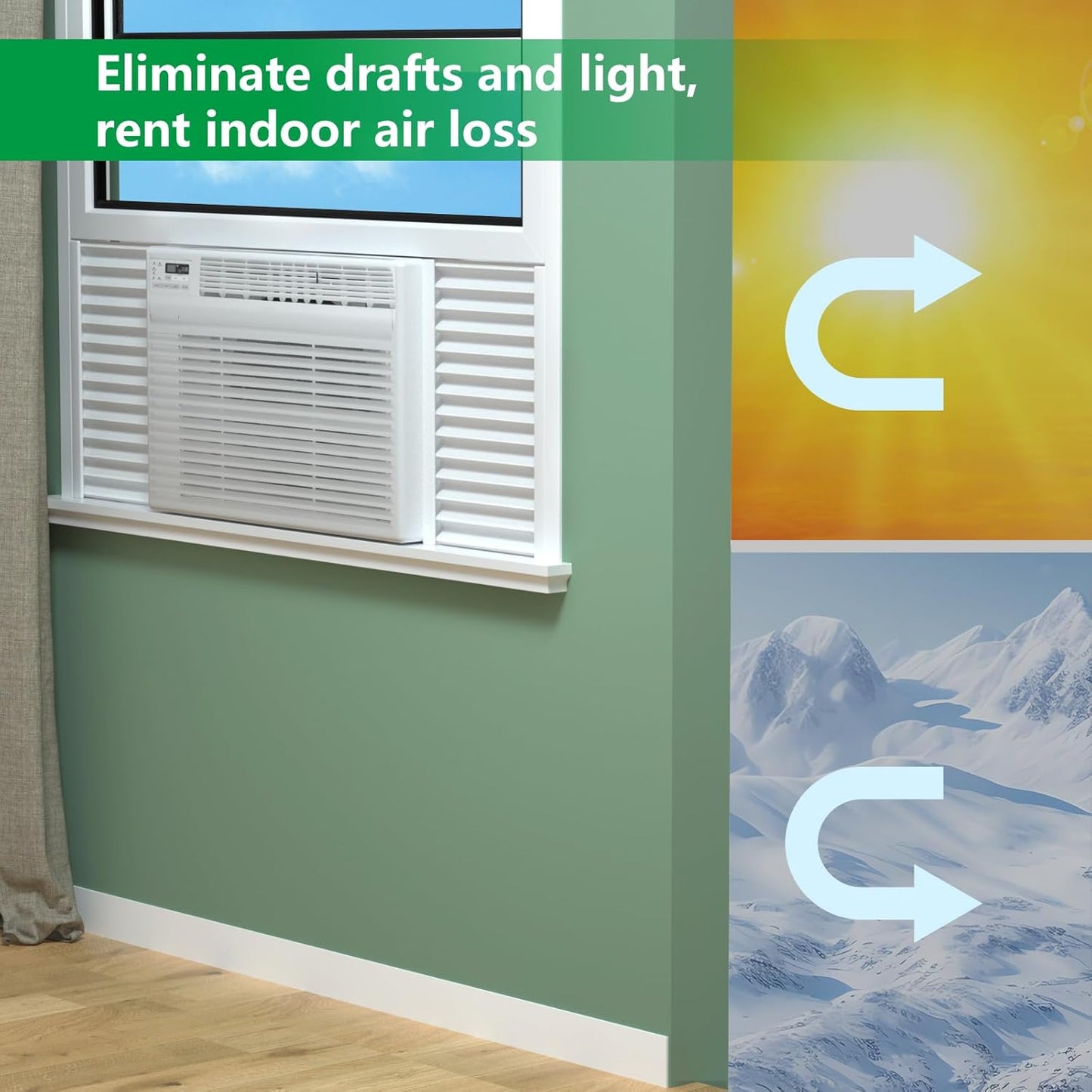 VACUUM002WHITE Window Air Conditioner Side Insulated Panel, 2PIC Insulation Panels Window Seal Kit with 4 Pressure