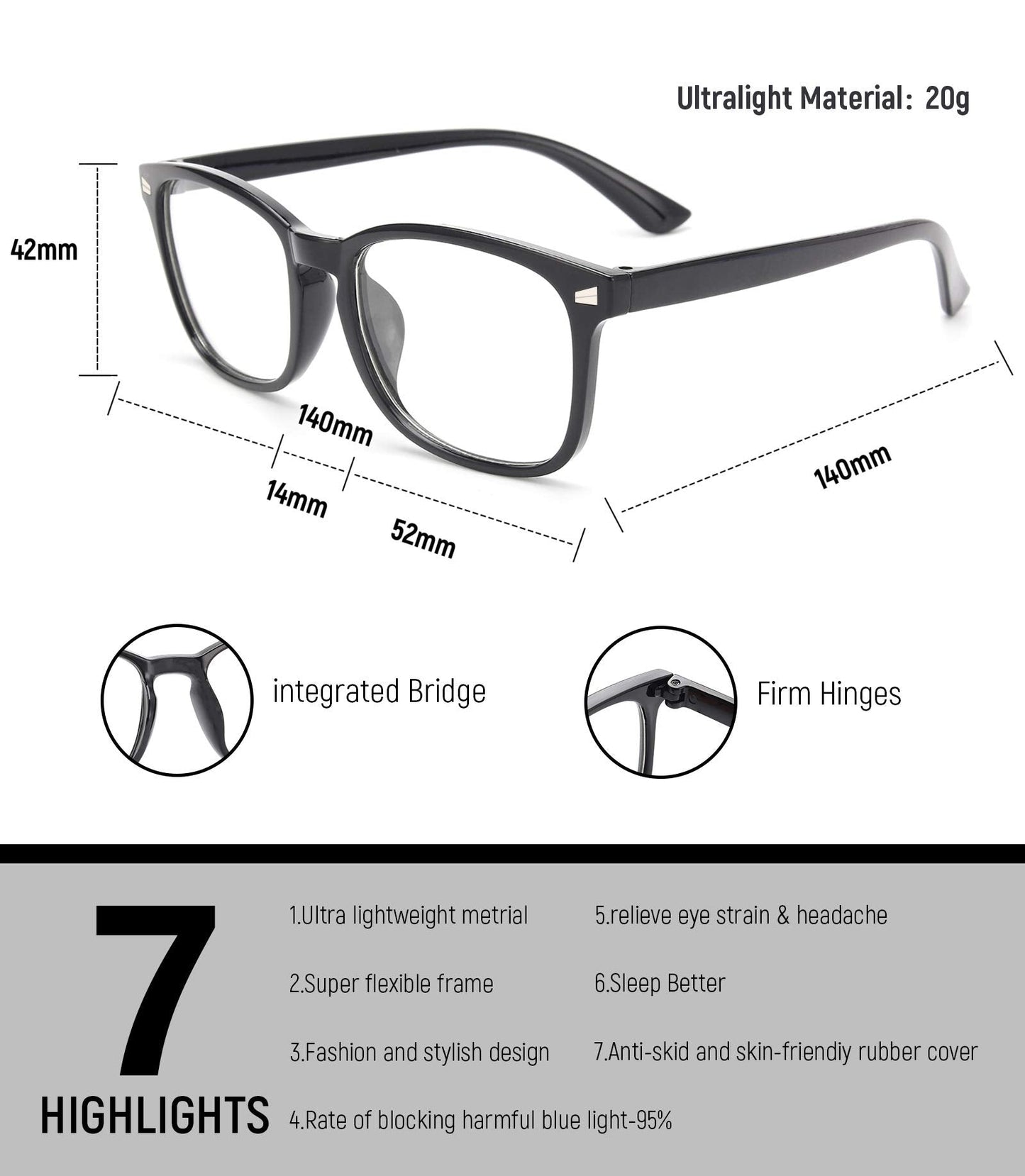 MIGSIR Blue Light Blocking Glasses for Computer Gaming, Fashion Fake Anti Eye Strain Eyeglasses for Women Men
