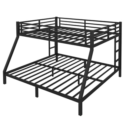 Bellemave Queen Over King Bunk Bed for Adults, Queen Over King Bunk Beds Frame with 2 Side Ladder and Full Length Guardrail, Easy Assemble Bunkbeds, Noise Reduced, Mattress Not Included, Black