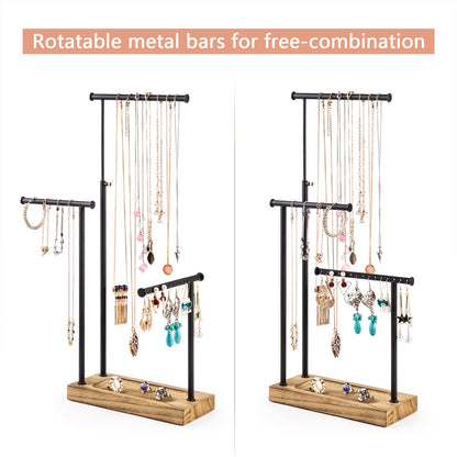 SRIWATANA Jewelry Organizer Stand, Extra Tall Necklace Holder Jewelry Holder, Gift Idea (Carbonized Black & Black)