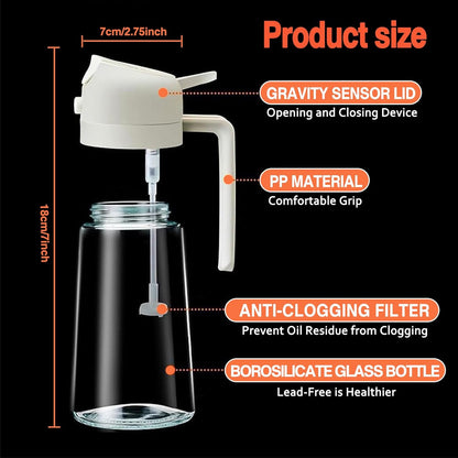 Generic 2 In 1 Oil Dispenser and Sprayer, 16 Oz/470 Ml for Kitchen Spray, Suitable for Cooking