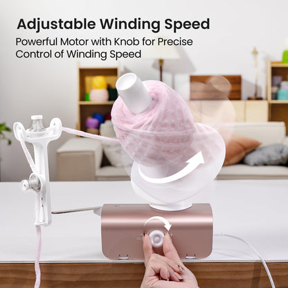 Winartton Electric Yarn Winder, Heavy-Duty Yarn Ball Winder 10 oz Large Capacity, Automatic Yarn Cake Winder Spinner Roller, Crocheting Tools Supplies for Knitting Lovers(Rose Gold)