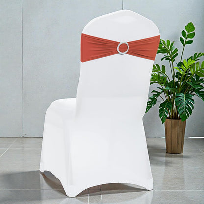 25 VDS - Terracotta | Spandex Chair Sashes Bows | PCS | Stretch Elastic Banquet Universal Folding Chair Band Tie