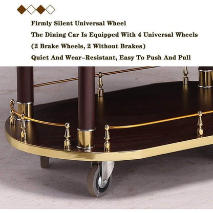 Bar Serving Cart for Hotel Luxury Restaurant, Drinks Liquor Trolley On Wheels Fully Assembled | Serving Trolley for 5 Star Hotel and Club Bar Cart Drinks Serving Tea (Gold)