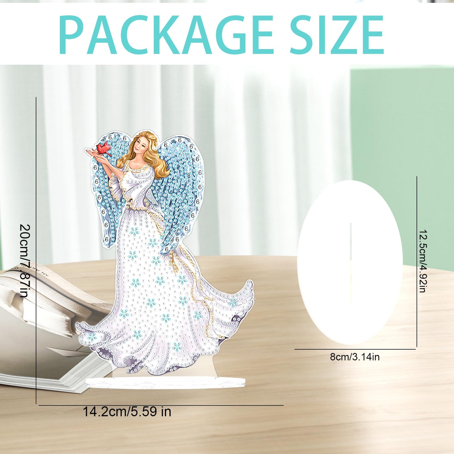 JZHYOAN Angel Diamond Art Desktop Ornaments Gem Painting Table Ornaments Diamond Painting Desk Stand Crystal Arts Mosaic Kit DIY Desktop Kits with Special Shape Gem Art for Adults