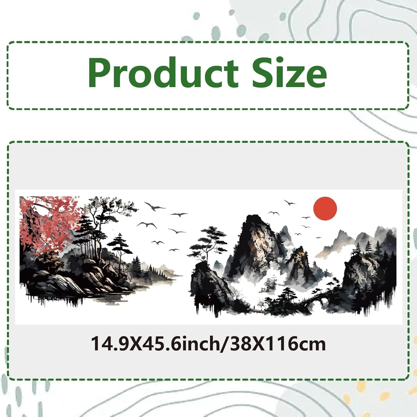 GORGECRAFT 46x15"/116x38cm Large Landscape Wall Stickers Double Sided Mountain Window Decals Non Adhesive Butterfly