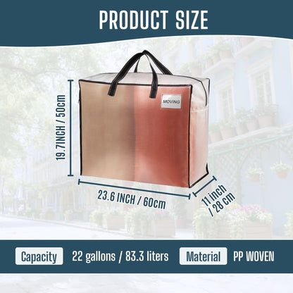 VENO 4 Pack Heavy Duty Moving Bags, Storage Bags, Packing Supplies, Top Zipper, Storage Totes for Camping, Clothes, Bedding, Comforters, Pillows (22 Gallon Clear, 4 Pack)