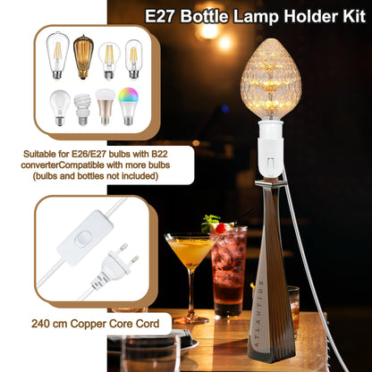 2 Pack Bottle Lamp Kits, 240cm Wine Bottle Table Lamp, DIY Lamp Fittings Kit for Table Lamp with E26/E27 to B22 Converter 3 Sizes of Corks No Drilling (No Bulb)