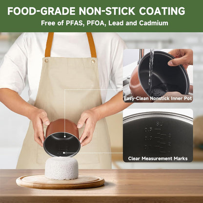 TMABSOE 6 6 modes,24-Hr Pot,1.6L 1-3 Rice Cooker Cup (Cooked), Small Rice Cooker with Cooking Delay Timer and Auto Keep