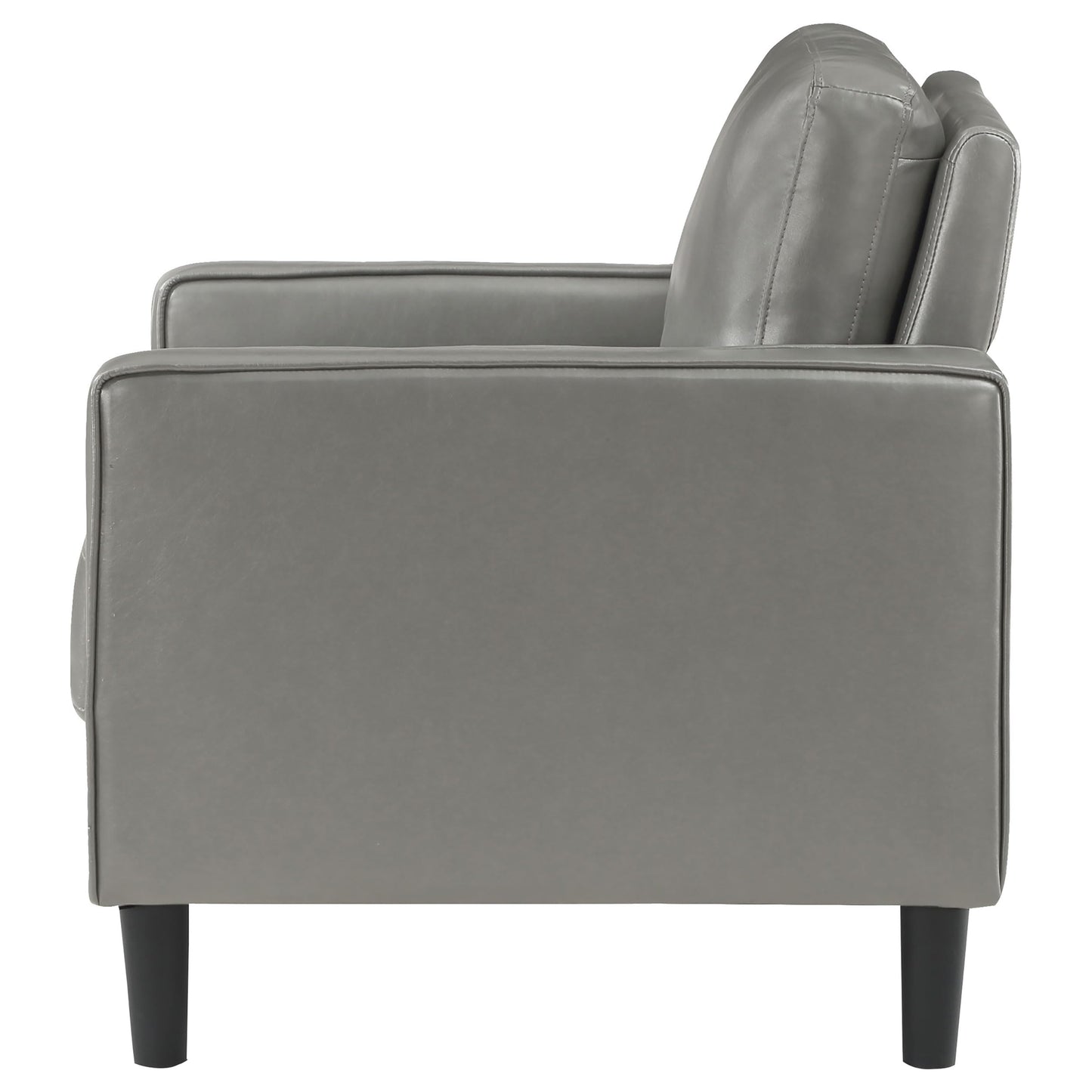 Coaster Home Furnishings - Ruth - Track Arm Accent Chair with Gray Faux Leather Upholstery, Foam Cushion and Tapered Legs - Living Room - Gray - 508367