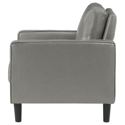 Coaster Home Furnishings - Ruth - Track Arm Accent Chair with Gray Faux Leather Upholstery, Foam Cushion and Tapered Legs - Living Room - Gray - 508367