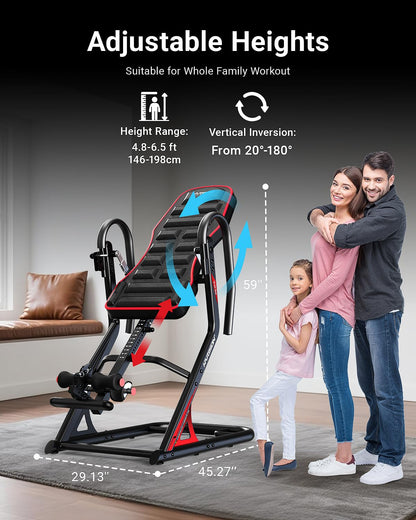 HARISON Inversion Table for Back Pain Relief - Decompression Back Stretcher, 350LBS Capacity Strength Training Inversion Equipment, Decompression Table with Safe Belt & Comfortable Ankle Holders