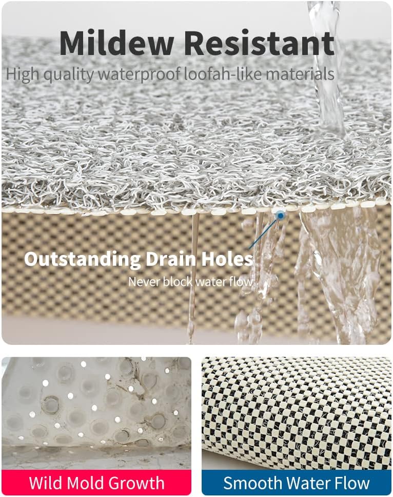 24x24 Non Slip Shower Mat, Comfortable Bath mat for Textured Surface,Quick Drying Easy Cleaning Shower Floor Mat