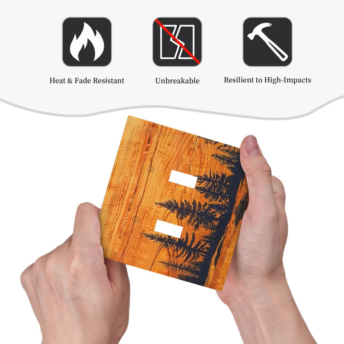 Country Farmhouse Brown Rustic Pine Tree Forest Woods Wooden 2 Gang Double Toggle Light Switch Cover Wallplate Decorative Outlet Covers Electrical Switchplate For Bathroom Bedroom Decor 5 * 4.9