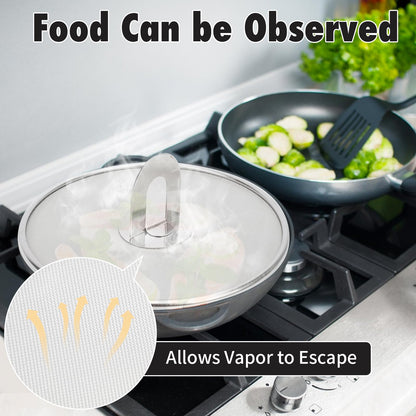 MOAMUN 4PCS Splatter Screen for Frying Pan, Stainless Steel Grease Splatter Guard, Hot Oil Splatter Screen with Foldable Knob, Ultra-Fine Mesh No Burns Keeps Kitchen Clean(8", 10", 11.5", 13")
