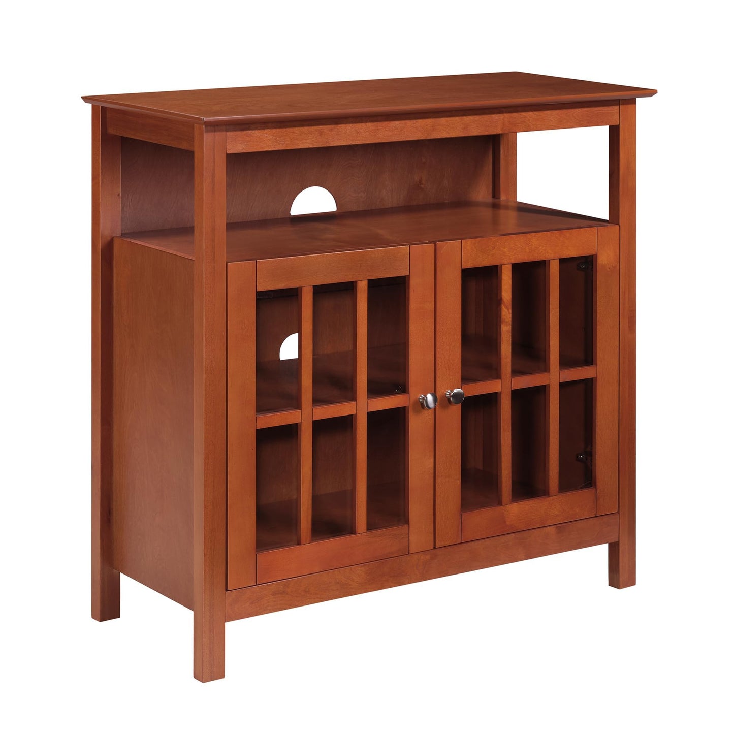 Convenience Concepts Big Sur Highboy TV Stand 36" - Modern Entertainment Center For TVs up to 40", Storage Cabinet for Dining, Living Room, & Entryway, Console Hall Table with Shelves, Cherry