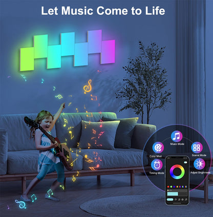 LED Hexagon Lights for Gaming Setup, Smart Home Gaming Wall Lights Work with Alexa Google Assistant, Voice, App & Remote Control, RGB-IC LED Light Panels Music Sync for Game Room Bedroom, 10 Pack