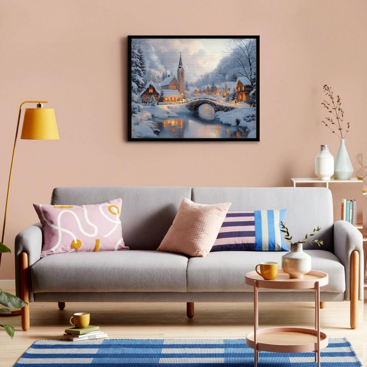 CVURMFH 5D Fall Diamond Painting Kits for Adults, Winter Beautiful Christmas Snow Scene Diamond Art Kit, DIY Full Square Drill Christmas Diamond Gem Art Kits for Adults 12x16 Inch