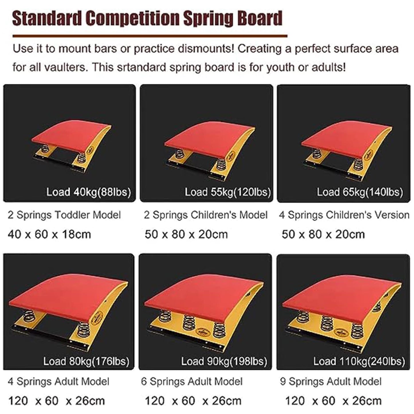 Gymnastics Springboard, Hardwood with Crash Protection Mats, Heavy Duty Vaulting Springboard for Kids, Teens, and Adults