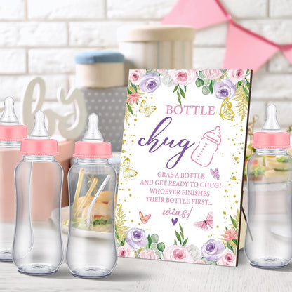 Sherr 12 Sets Pcs Safari Baby Shower Bottle Sign Wooden Jungle Animal Gift Gender Reveal Favors Bottles