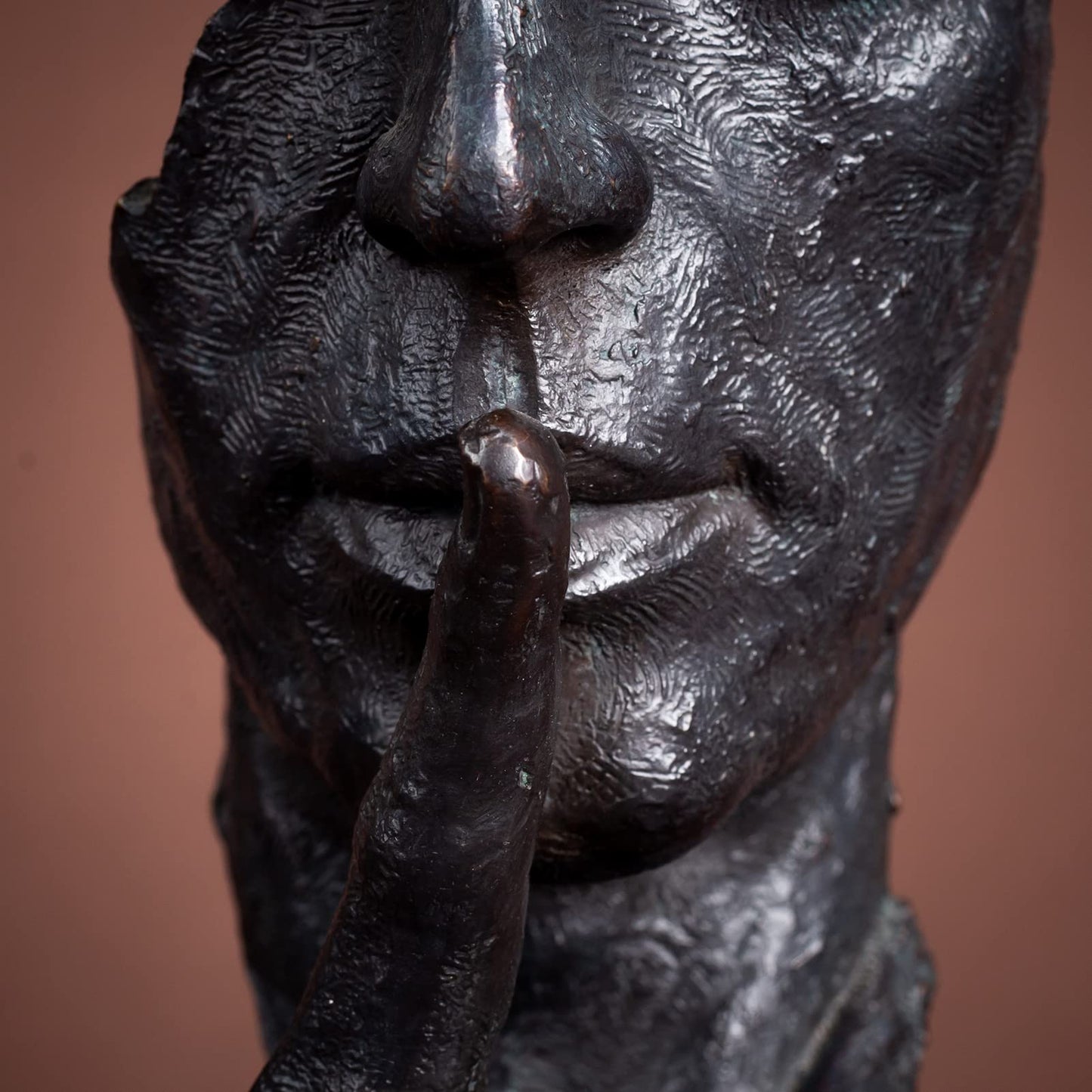 YouFine Silence is Gold - Real Bronze Casting Statue for Home Office Decor - Handcrafted Thinker Bronze Sculpture