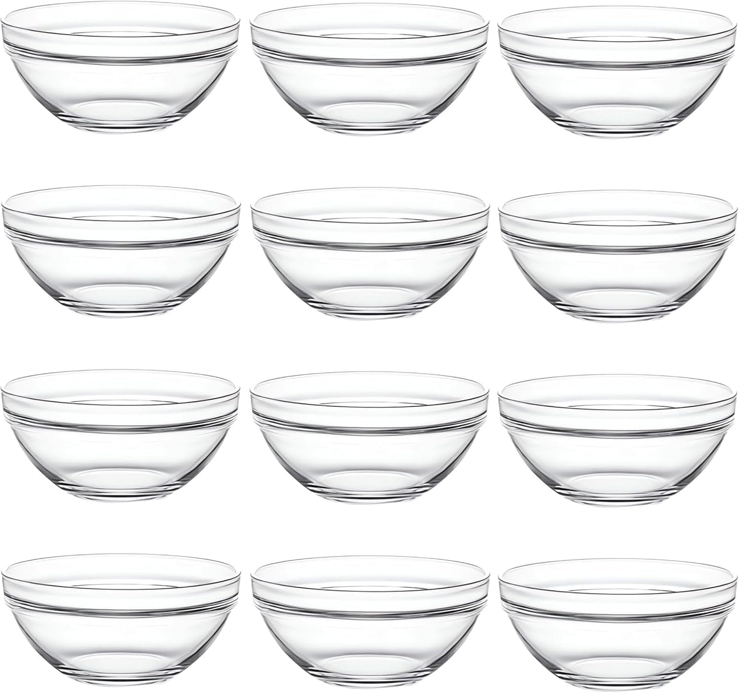 DABH4ND Small Glass Bowls for Cooking Prep, Clear Glass Bowls Perfect for Pre-measuring Spices for Cooking and Baking, Side Sauce Prep, Set of 12 (1.5 Fl Oz)
