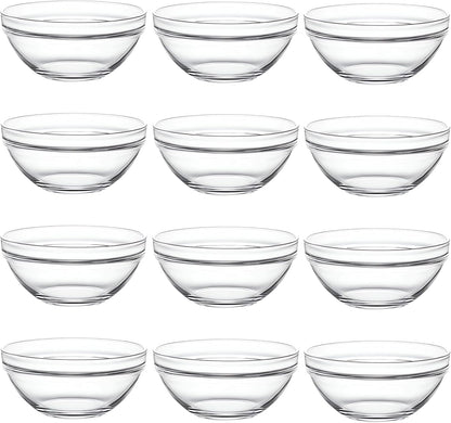 DABH4ND Small Glass Bowls for Cooking Prep, Clear Glass Bowls Perfect for Pre-measuring Spices for Cooking and Baking, Side Sauce Prep, Set of 12 (1.5 Fl Oz)