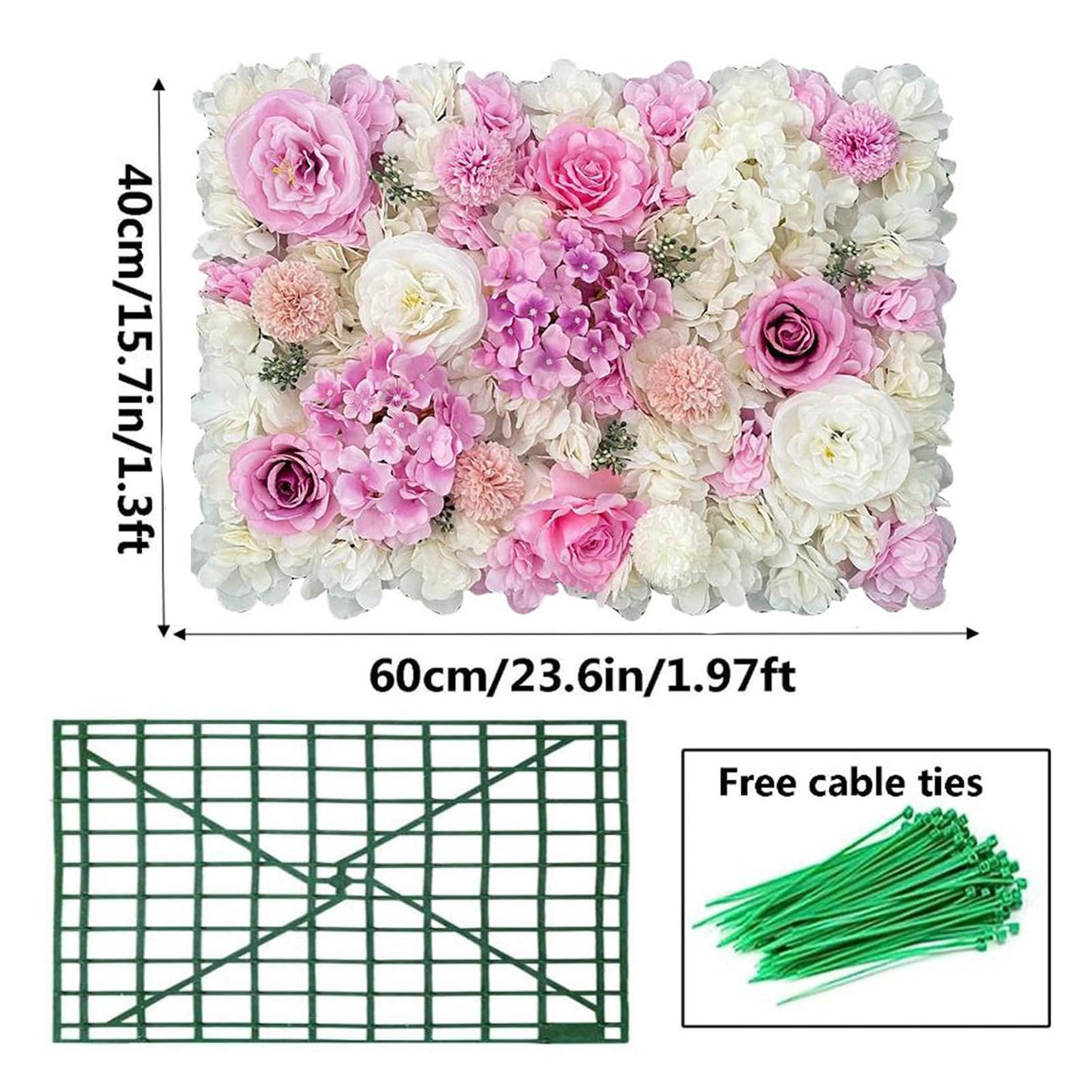 JIIPOREGJ Flower Panels Wall Décor Artificial Flowers Romantic Floral Backdrop Hedge Home Decor Wedding Party Photo Background,12pcs