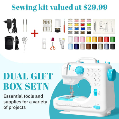 Verdanika Beginner Sewing Machine, 12 Built-in Stitches with Foot Pedal, 2-Speed Control, Portable Mini Sewing Machine for Home Travel Use & Sewing Enthusiasts (blue)