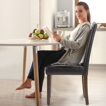DUMOS Dining Chairs Set of 6, PU Leather Upholstered Kitchen Chairs with Wooden Legs and Padded Seat, Modern Accent Chairs for Dining Room, Kitchen, Living Room, Restaurant, Brown