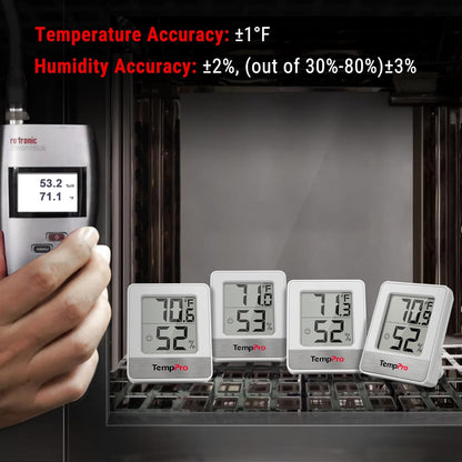 TempPro TP49 Digital Hygrometer & Indoor Thermometer - Accurate Humidity & Temperature Monitor | Mini Design